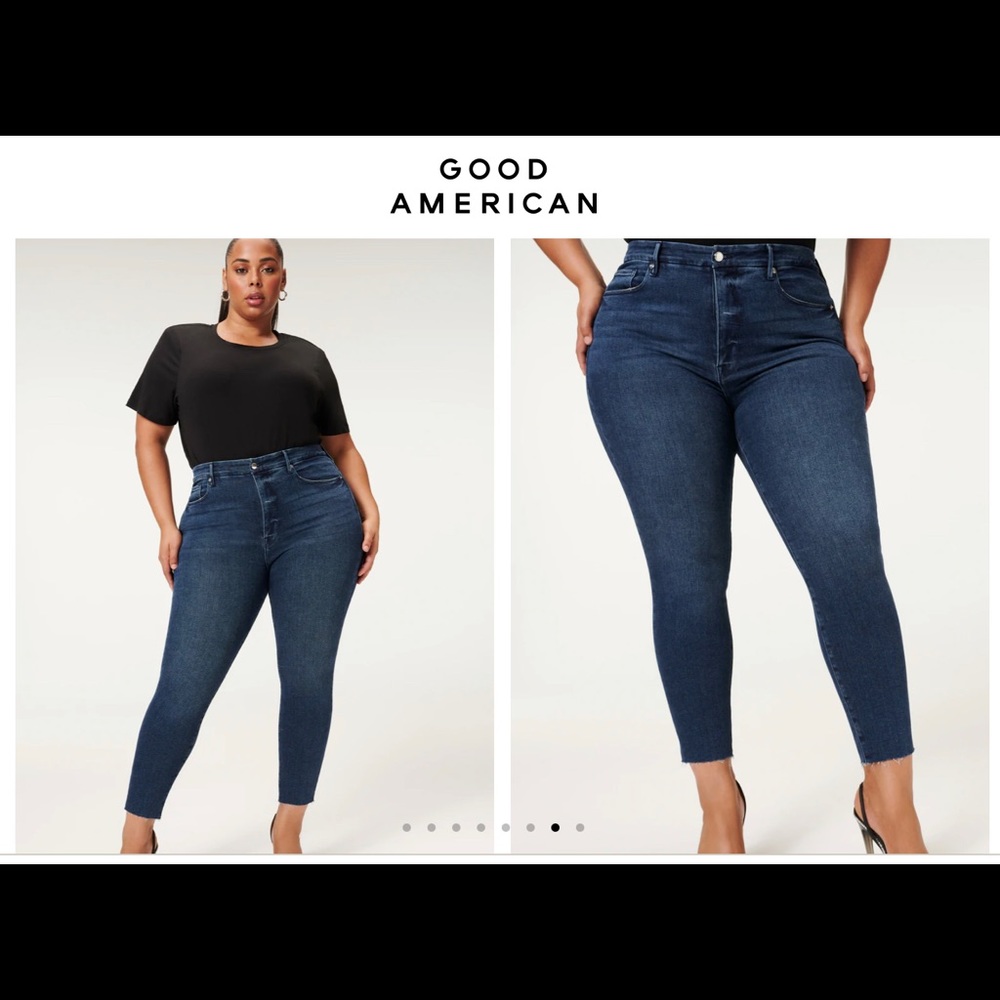 Good American Good Waist Raw Edge Crop Skinny Jeans Sz 18 NWT